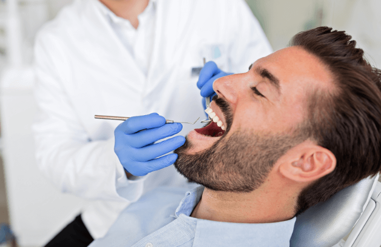 Patient getting a dental checkup