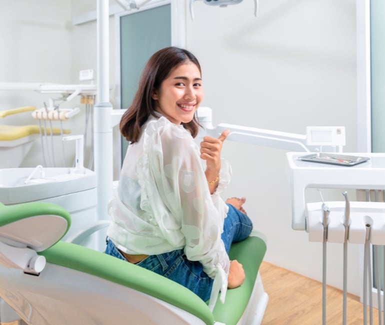 Smiling women at dental clinic